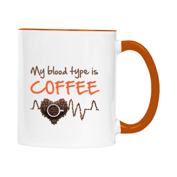 Hrnček malý farebný s potlačou My blood type is coffee 